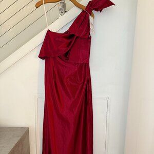 NWT Formal Red Satin One Shoulder Mermaid Gown dress, SIZE 10